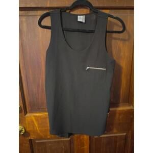 Paper Crane Black Zipper Tank M Scoop Neck Industrial Y2K